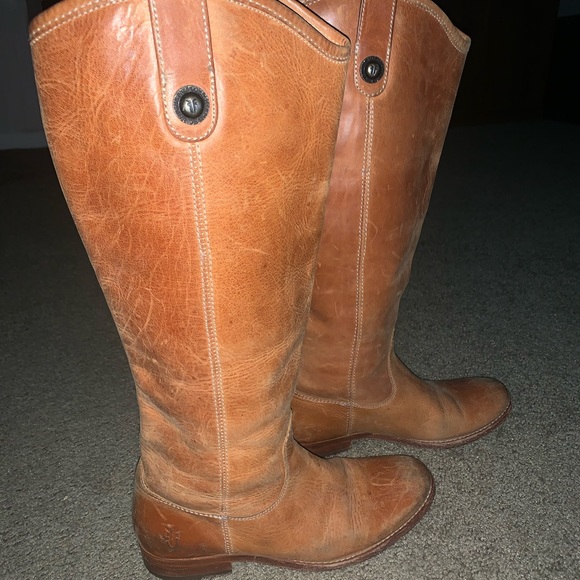 Frye Womens Melissa Button 2 Cognac Leather Boots 5/12 - Picture 2 of 11